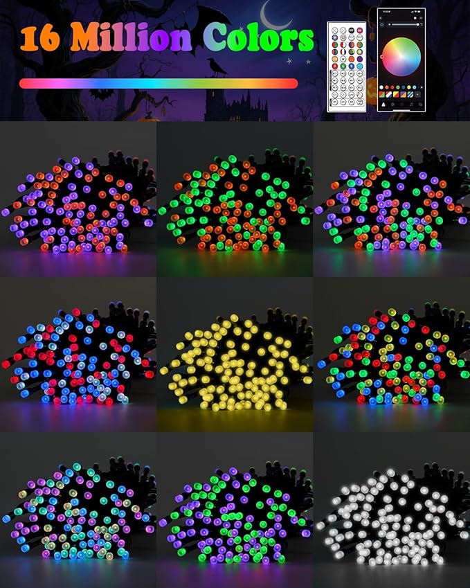 Smart Color Changing Halloween Lights, 2Pack 164FT 400LED Purple, Orange and Green App Control RGB LED String Light with Remote & Timer, Twinkle Christmas Tree Light Waterproof Halloween Decorations