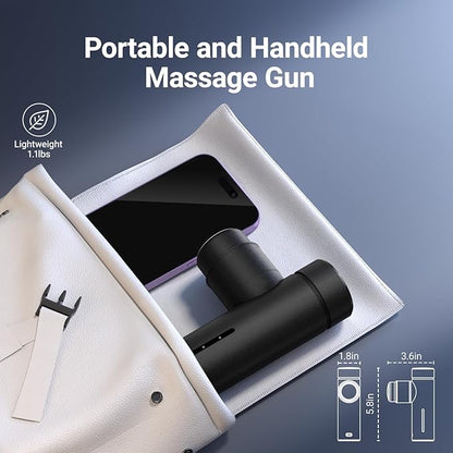 MERACH Mini Massage Gun with 8mm Amplitude, Percussion Massage Tools with 5 Massage Heads, Portable Hand Held Muscle Massagers for Pain Relief Deep Tissue, Cool Gifts for Mens and Women (Black)