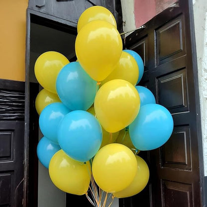 Blue Yellow Balloon, 60 PCS 12 Inch Cartoon Theme Balloons Blue Yellow and White Balloons for Kids Cartoon Party Baby Shower Duck Birthday Party Decorations