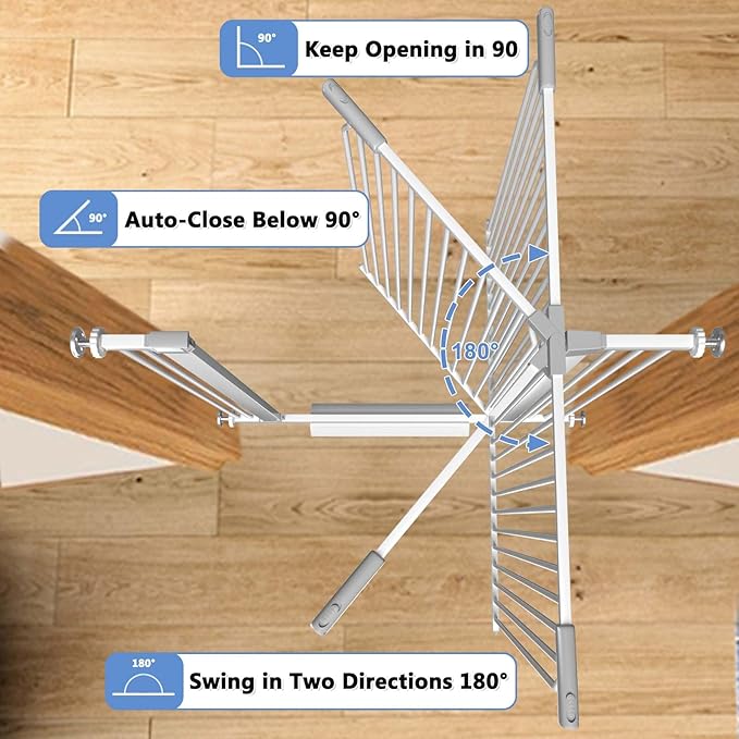 40.5" Extra Tall Baby Gate for Stairs, 29.6"-40.5" Extra Wide Dog Gate Indoor for The House, Auto Close Pressure Mounted Safety Child Toddler Gate, Pet Gate for Doorways Kitchen, White