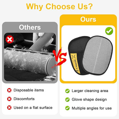 2pcs Pet Hair Removal Glove Original with Flea Comb, 3 in 1 Electrostatic Gloves Pet Hair Remover Glove Perfect for Fabric or Leather Surfaces Multifunctional Viorane Pet Hair Remover Mitt