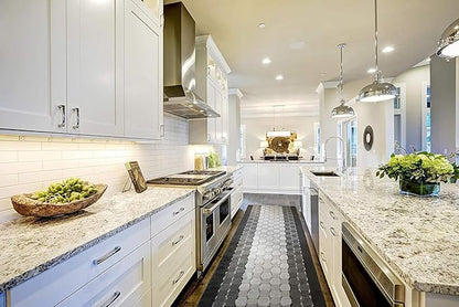 Custom Cut Hallway Runner Rug, Slip Resistant, 31 Inch Wide X Your Choice of Length, Checkered Anthracite, 31 Inch X 22 feet