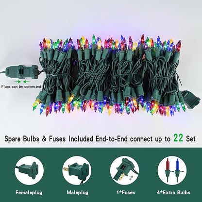 40FT LED Multicolor Christmas String Lights 200 Count, Colored Mini Christmas String Lights Plug in, Colorful Christmas Tree Lights for Party Wedding Home Holiday Decoration, Green Wire