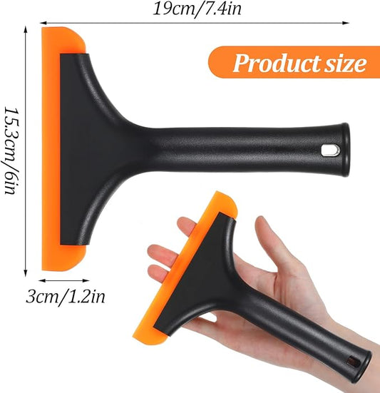 Small Silicone Squeegee, 5.9 Inch Window & Shower Glass Door Cleaner, Auto Water Blade with Non-Slip Handle for Car Windshield, Mirror & Countertop (Black)
