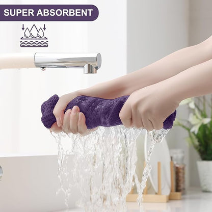 Homaxy 100% Cotton Kitchen Towels and Dishcloths Set, 12 x 12 Inches and 13 x 28 Inches, Set of 10 Bulk Kitchen Towels Set, Ultra Soft Absorbent Dish Cloths for Washing Dishes, Eggplant