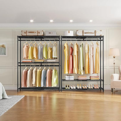VIPEK X1 Plus Expandable Reach-in Closet Adjustable from 2'8" to 4'6" with Adjustable Shelves and Hanger Rods Clothes Rack Heavy Duty, Metal Clothing Racks Portable Walk-in Closet, Black