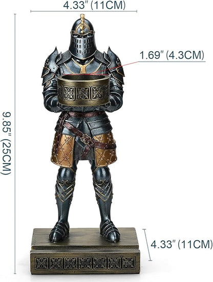 King's Guard Standup Knight Candlestick Holders Resin TeaLight Holder Warrior Mobile Phone Stand Pen Holder Candle Holder for Restaurant, Altar, Home Table(Blue)