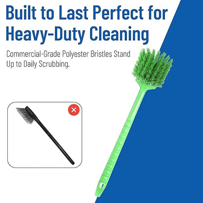 SPARTA 40501EC75 Plastic Large Scrub Brush, Kitchen Brush, Utility Brush With Long Handle For Cleaning, 20 Inches, Lime