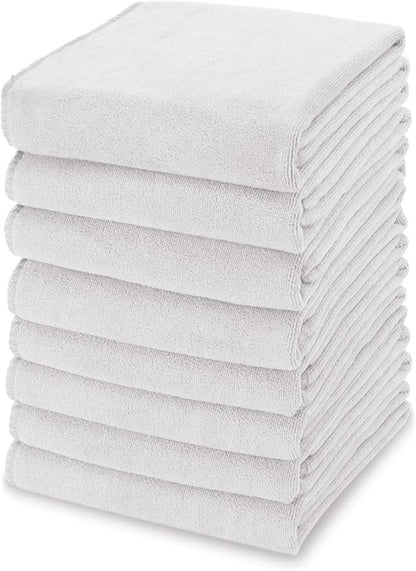 kimteny 13x28 Inches Kitchen Cloth Dish Towels, 400 GSM Premium Dishcloths, Super Absorbent Coral Velvet Microfiber Cleaning Cloths, Fast Drying Rags for Washing Dishes (8 Pack, White)