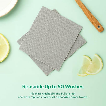 Swedish Dishcloths 12 Pack – Reusable Paper Towels, Cellulose Sponge Cloths, Washable & Super Absorbent Kitchen Dish Cloths, Biodegradable Compostable Paper Towel Alternative – Organic Origin