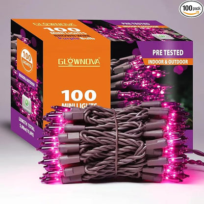 Brown Wire, Purple Incandescent Bulb 100 Mini String Lights for Indoor Halloween Tree Home Garland Birthday Wedding Party Festival Decoration