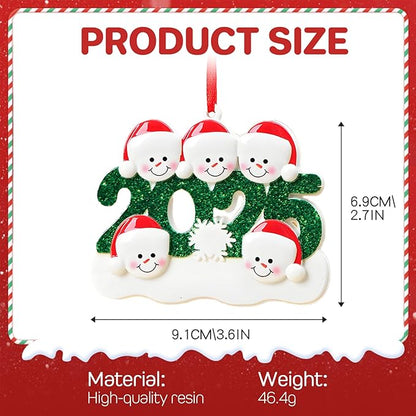 2025 Christmas Ornaments Personalized with Names Family of 2,3,4,5,6, Custom Family Snowman Ornament for Xmas Tree, Personalized Christmas Ornaments Decoration Gifts for Home Decor, 6 Names