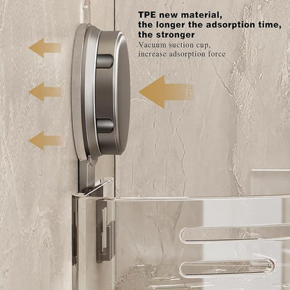 VOLPONE Shower Caddy Corner Suction Cup Shower Shelf Corner No Drilling Bathroom Shower Organizer Storage Rack Adhesive (1-Pack, gray)