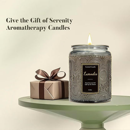 Sandalwood Scented Candle for Home, Luxury Glass Candles Soy Wax for Men and Women, Aromatherapy Candle Gift for Christmas Birthday Mother, 6.8 oz