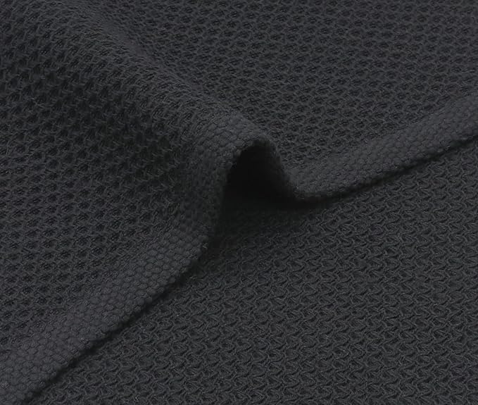 Mia'sDream Cotton Kitchen Towels and Dish Cloths Sets, Waffle Weave Dish Towels for Kitchen Drying Dishes, Soft and Absorbent Kitchen Hand Towels Washcloths, 13inch x 28inch 3 Pack (Black)