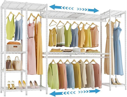 VIPEK X40 Expandable Large Reach-in Closet Rack Adjustable from 6'4" to 8'2'' with Extendable Shelves and Hanger Rods, Walk-in Clothes Rack Mental Freestanding Clothing Racks, Max Load 1240LBS, White