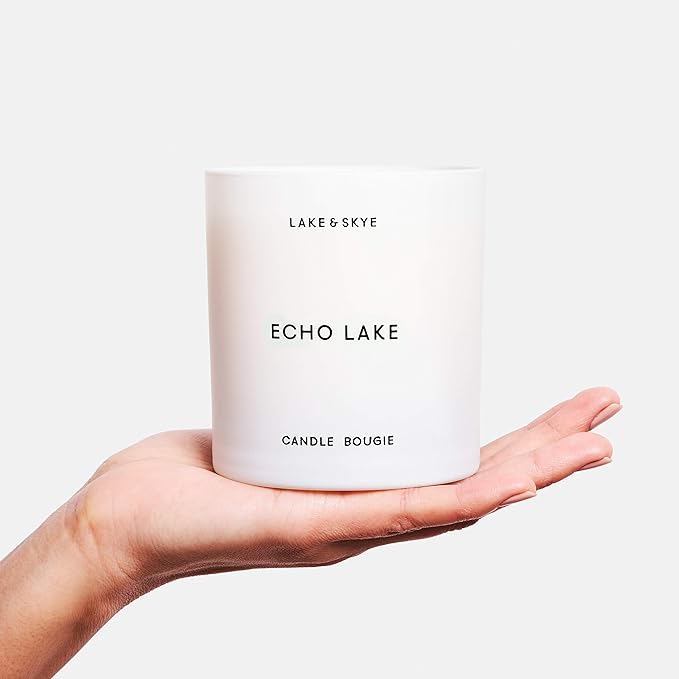 Lake & Skye Echo Lake Candle - Vegan Fragrance Collection, 100% Soy Base, Cruelty Free (8 oz), 50 Hour Burn Time - Floral and Woody