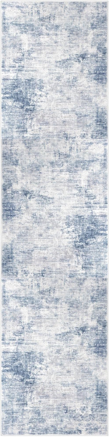 IOHOUZE Abstract Runner Rug 2x8 Ft Washable Runners for Hallways, Non Slip Kitchen Runner Printed Faux Wool Entryway Runner Indoor, Modern Floor Carpet for Hall Kitchen Bedroom, Light Blue White