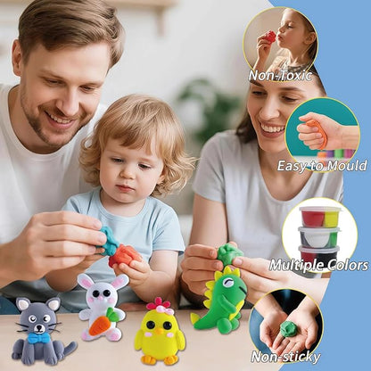Air Dry Clay Kit for Kids - Animal Themed,12 Animals DIY Molding Clay Art Crafts Set for Kids Girls Boys Valentines Gifts Party Favors Classroom School Exchange Prize (Animal)