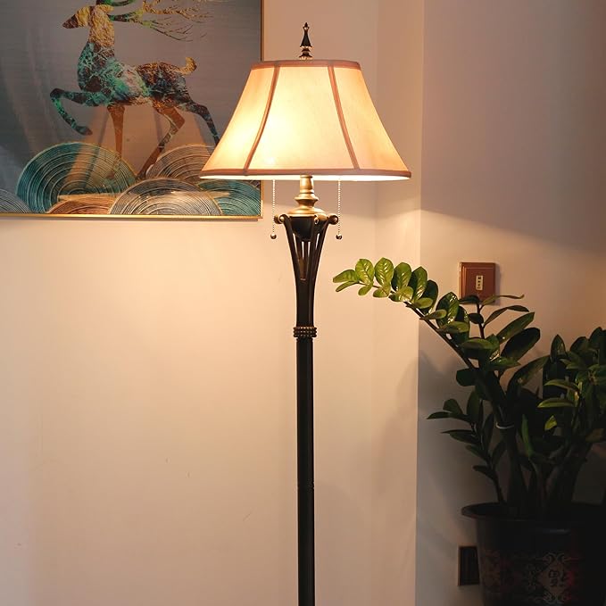 Farmhouse Floor Lamp Antique Metal Base Traditional Rustic Mid-Century Living Room Light 70 Inch Height Decor Office Bedroom