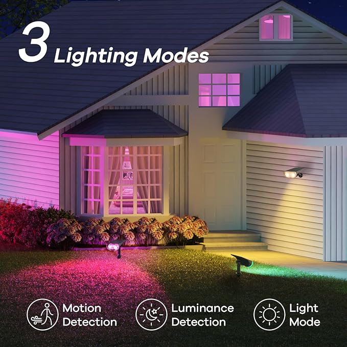 Linkind Smart Solar Spot Lights Outdoor SL5 with Motion Sensor, APP Control Color Changing Solar Halloween Lights Outdoor, IP65 Landscape Lighting for Yard, Garden, Pathway(6 Pack)