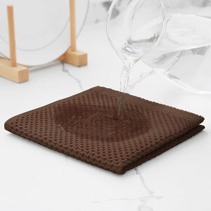 Kitinjoy 100% Cotton Kitchen Dish Cloths (12 X 12 Inches, Coffee),6 Pack Waffle Weave Ultra Soft Absorbent Dish Towels for Drying Dishes Quick Drying Kitchen Towels Dish Rags