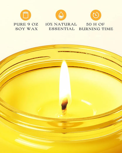 AOOVOO 6 Pack Citrus Lemon Odor Eliminating Highly Fragranced Candle - Eliminates 95% of Pet, Smoke, Food, and Other Smells Quickly, Air Freshing Soy Candle