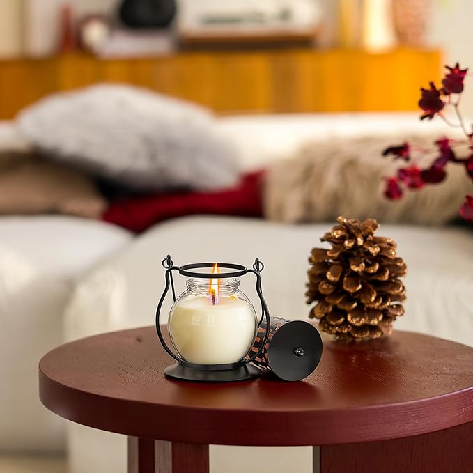 Scented Candles for Home, 3 Pack Fall Candle Set Natural Soy Wax, Retro Lantern Candles Autumn Gifts Set for Women Men, Aromatherapy Candle of Vanilla, Rose, Lavender