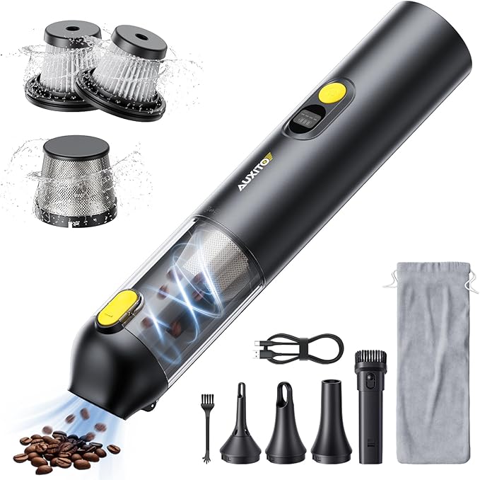 AUXITO Car Vacuum Portable Cordless 14000Pa Powerful Suction, Handheld Vacuum Blow & Suction 2 in 1, Small Vacuum Cleaner Hand Held Vacuum for Car, Home, Pet, Office (Black)