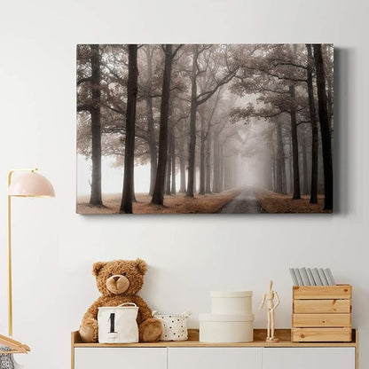 Wexford Home Decor Landscape Canvas Wall Art Abstract Floral Painting Modern Pictures Artwork Decoration for Living Room Kitchen Bathroom Office, Ready to Hang, misty road, 24x36