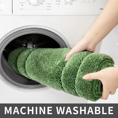 COSY HOMEER Extra Thick Bath Rugs for Bathroom - Anti-Slip Bath Linen Set Mats Soft Plush Yarn Shaggy 100% Strong Polyester Living Room Bedroom Mat Water Absorbent(Green,24x36 - Inches)