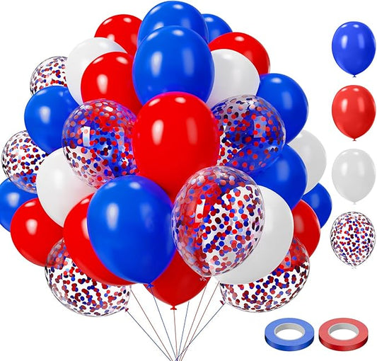 Red White and Blue Balloons, 75PCS Blue and Red Latex Party Balloons,12in and 5in Fourth of July Balloons for Celebrate Fourth of July Decoration