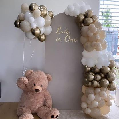 White Sand Balloons Set, 60 Packs 12 Inch Double Stuffed Beige Boho Balloons with Metallic Chrome Champagne Nude Neutral Cream Balloon for Bridal Shower Baby Shower Birthday Wedding Party Decoration