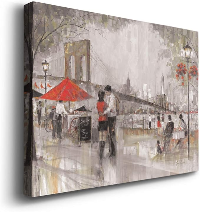 Wexford Home Home Decor Landscape Canvas Wall Art Abstract Floral Painting Modern Pictures Artwork Decoration for Living Room Kitchen Bathroom Office, Ready to Hang, NOW YORK ROMANCE, 18x27