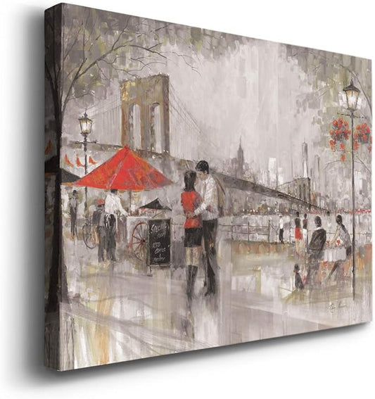 Wexford Home Home Decor Landscape Canvas Wall Art Abstract Floral Painting Modern Pictures Artwork Decoration for Living Room Kitchen Bathroom Office, Ready to Hang, now york romance, 8x12