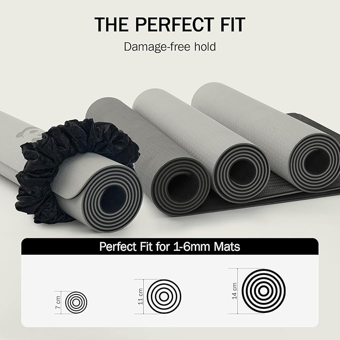 Slim Panda Yoga Mat Scrunchie, Secures Your Mat In Style & Cute, Durable Stretchable Velvet Fabric Yoga Mat Carrying Strap Fits All Standard Yoga Mats (mat not included)
