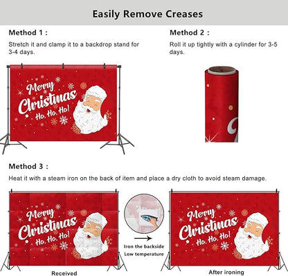 YongFoto Merry Christmas Backdrop 10x8ft Snowflakes Santa Claus's Smiling Fun Photography Background Happy New Year Xmas Eve Family Party Banner Room Decorations Photoshoot Wallpaper Photo Booth