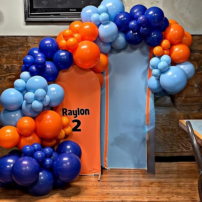 Blue and Orange Balloons, 60PCS 12 Inch Royal Light Blue and Orange Beige Balloon Confetti Balloons for Kids Space Theme Party Baby Shower Birthday Graduation Party Decoration