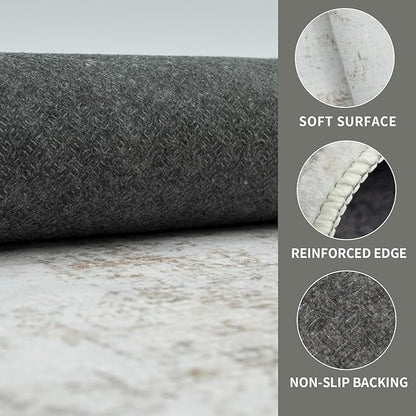 Washable 8×10 Area Rugs for Living Room, Vintage Floral Rug Soft Non Slip Stain Resistant Boho Carpet for Bedroom Dinning Room Kitchen Home Office 02 Beige