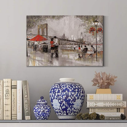 Wexford Home Home Decor Landscape Canvas Wall Art Abstract Floral Painting Modern Pictures Artwork Decoration for Living Room Kitchen Bathroom Office, Ready to Hang, now york romance, 8x12