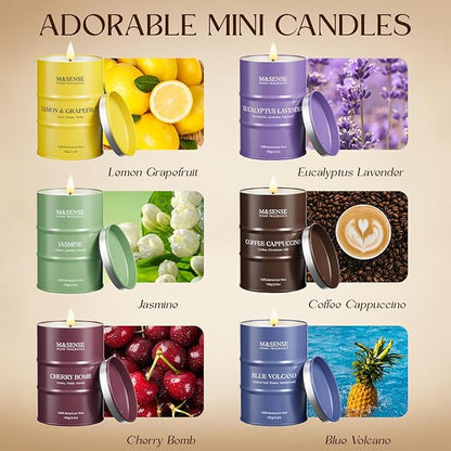 Holiday Candle Gift Set | Fall Scented Candles Set|6 Pack Candles for Home Scented,Lemon Grapefruit Eucalyptus Lavender Jasmine Coffee Cherry Candle,Gift Set for Women and Men,Soy Wax 21 oz 105 Hour
