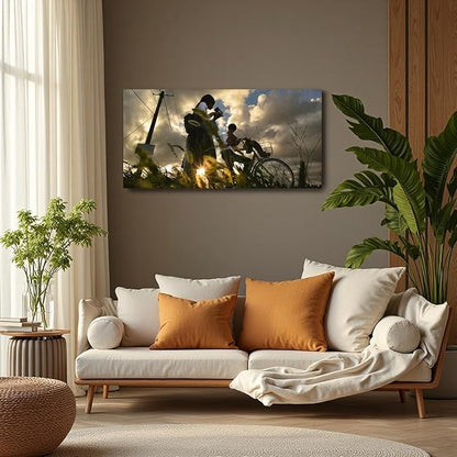 Sunset Meadow Canvas Wall Art Painting Home Modern Artwork Decorations Framed for Living Room Bedroom Office 40x20 Inch(24x12 Inch) (Asian, Color2, 40L x 20W)