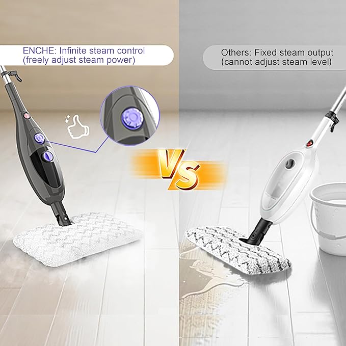 12 in 1 Steam Mop,Detachable Handheld Steam Cleaner for Hardwood Floors, Tile, Carpet, Clothes, Windows & Furniture, Lightweight Floor Steamer with 15S Fast Heat-Up & Adjustable Steam