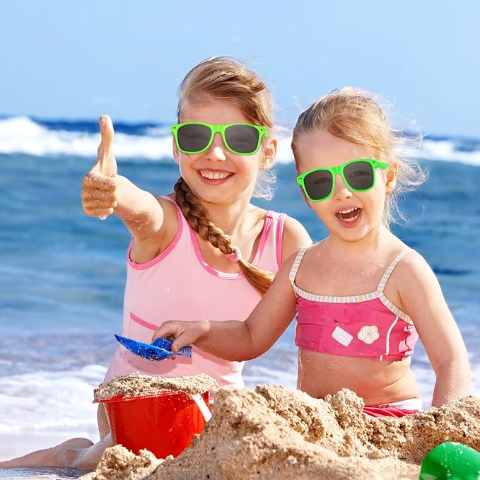 FEPITO 24 Pack Party Sunglasses Bulk for Birthday Party Favors Goody Bag Fillers for Beach Pool Party Toys for Adults, Green