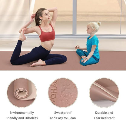 Extra Wide & Thick 8mm Yoga Mat, 72"x31.5" Large Non Slip Exercise Mat, Premium POE Material for Superior Cushioning & Stability, with Strap for Home Gym, Pilates