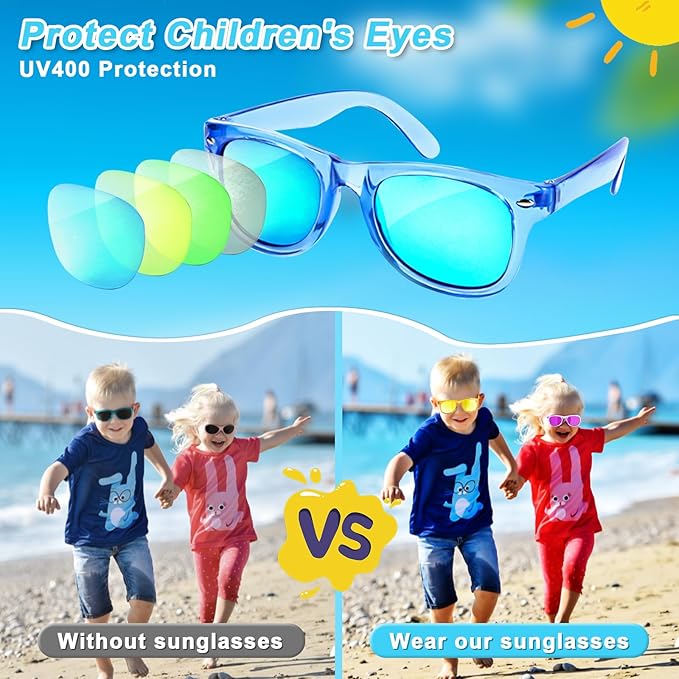 Kids Sunglasses Bulk Party Favors - 32 Packs Boys Girls Sunglasses for Kids Age 3-8 with UV 400 Protection, Neon Sunglasses for Kids Party