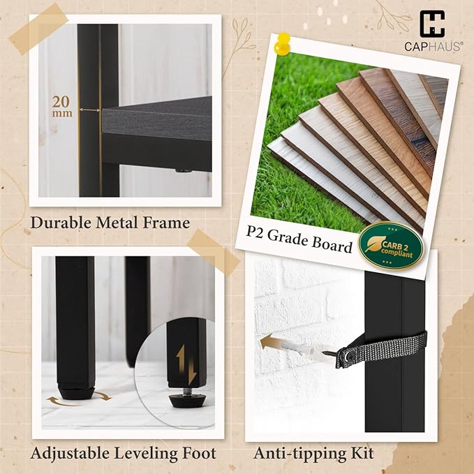 CAPHAUS 979lbs Capacity Heavy Duty Clothing Rack 48" W Metal Garment Rack with Drawers Hanging Rods and Wood Shelves Freestanding Closet Organizer, Black Board