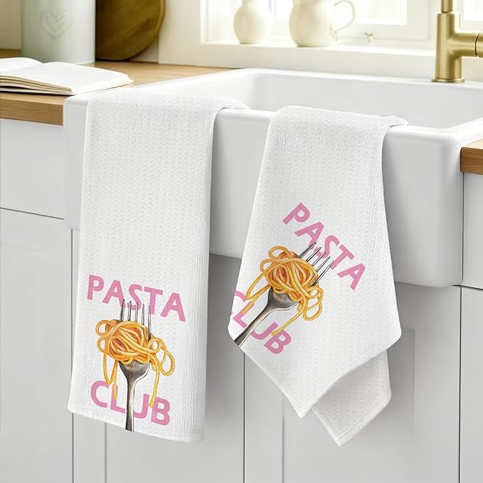 Trendy Pasta Noodle Kitchen Dish Towels, Gifts for Pasta Lovers, Modern Italian Spaghetti Food Decorative Hand Tea Towels for Kitchen, 16x24 Inch