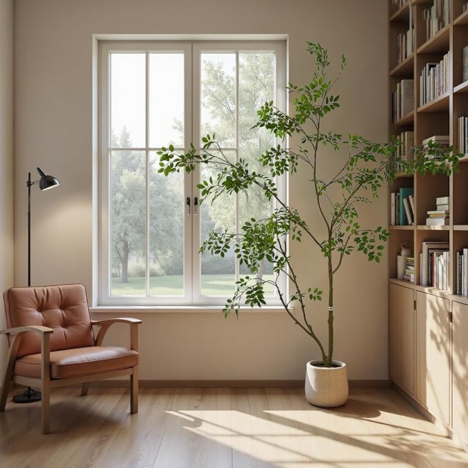 Artificial Elm Tree Faux Elm Tree 7ft Tall Fake Plant in Pot Fake Silk Tree Faux Plants Indoor