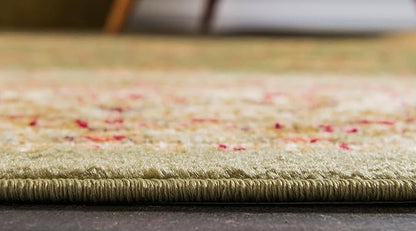 Rugs.com Aditi Collection Rug – 4' Square Green Low Rug Perfect for Living Rooms, Kitchens, Entryways